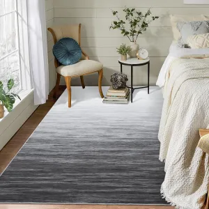 Modern Grey 5x7 Abstract Rugs for Bedroom Living Room Aesthetic Carpet Washable Ombre Rug Non Slip Rug Vintage Indoor Rug Grey Farmhouse Floor Cover Low Pile Rugs with Rubber Backing