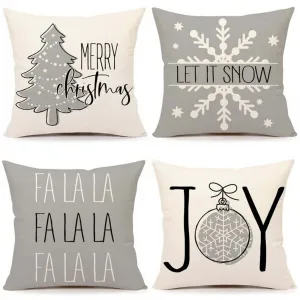 Christmas Pillow Covers 18x18 Inch Set of 4 Christmas Decorations Pillow Case Farmhouse Cushions Holiday Pillow Case 41#