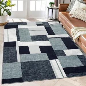Washable Rug 10x13 Large Living Room Rugs Modern Geometric Area Rug Ultra-Soft Indoor Floor Cover Non Slip Grey