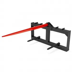 Skid Steer Hay Frame Attachment: 49" Hay Bale Spear, 2x17" Stabilizer Spears, 3000 lbs Load Capacity, Quick Attach for Tractors & Skid Steer Loader