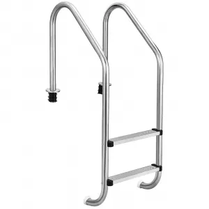 2-Step 304 Stainless Steel Pool Ladder with Handrails - Heavy Duty, Corrosion Resistant, Ergonomic Design for Above Ground Pools