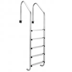 5-Step 304 Stainless Steel Pool Ladder - Heavy Duty, Ergonomic Design, Anti-Slip Steps for Above Ground Pools