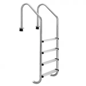 304 Stainless Steel Pool Ladder with Handrails, Heavy Duty, Curved Design, Adjustable Steps, Anti-Slip, for Above Ground Pools