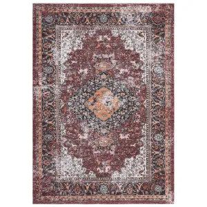 Area Rugs 4x6 Rug Washable Rugs Oriental Distressed Carpet Throw Rugs Washable Rug for Living Room Rug Vintage Area Rug for Bedroom Low Pile Office Rug Medallion Floor Cover Red