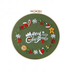 Embroidery Starter Kit Christmas Pattern with Embroidery Hoops Threads Needles DIY Embroidery Practice kit for Beginners Adults Craft Lover CX0844