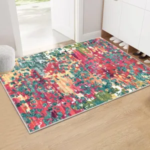 Area Rug 2x3 Small Pink Rug Washable Entrance Rug Colorful Rug Abstract Rug Modern Kitchen Rug Bedroom Rug Living Room Rug Vintage Area Rugs Low Pile Carpet Non Slip Floor Cover