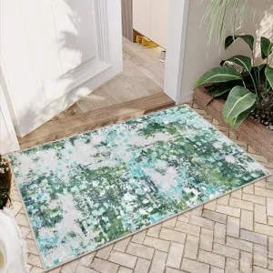 Small Area Rug 2x3 Boho Chic Abstract Watercolor Design Entryway Rug Machine Washable Rug Non Slip Contemporary Indoor Floor Accent Carpet for Bathroom Doorway