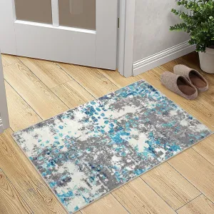 Small Area Rug 2x3 Boho Chic Abstract Watercolor Design Entryway Rug Machine Washable Rug Non Slip Contemporary Indoor Floor Accent Carpet for Bathroom Doorway