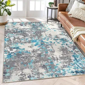 Boho Chic Abstract Rug 5x7 Machine Washable Rug Colorful Rug Non Slip Non Shedding Throw Rug Stain Resistance Living Room Rug for Apartment Playroom