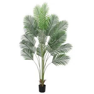7ft Artificial Palm Tree - Realistic Areca Palm Silk Plant with 15 Trunks - Durable Polyester, Indoor/Outdoor Decor, Easy Assembly, Safe Materials, Adjustable Leaves