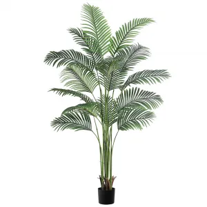 6ft Artificial Palm Tree with Straw Pot, Fake Areca Palm Plant Faux Tropical Palm Silk Plant with 15 Trunks House Plant for Indoor Outdoor Home Office Garden Decoration