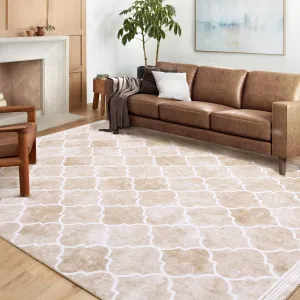 Rugs for Living Room 10x13 Area Rug Washable Non Slip Modern Indoor Floor Cover Taupe
