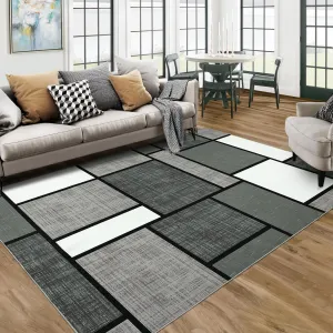 Area Rugs 9x12 Living Room Machine Washable Rugs Geometric Modern Rug Non Slip Rug Contemporary Carpet for Bedroom Soft Large Rug Stain Resistant Floor Mats Classroom Office Rug