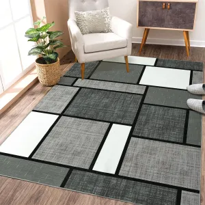 Rugs for Living Room 10x13 Area Rug Washable Non Slip Modern Grey