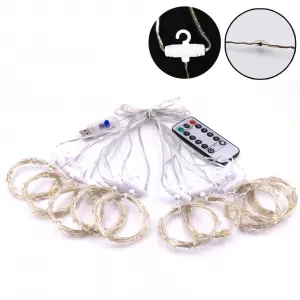 Curtain String Lights LED Window Curtain String Light USB Power Supply Remote Control Indoor Bedroom Decorations Warm White