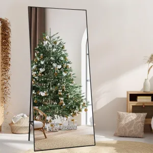 Full Length Mirror 76*34, Oversized Full-Body, Aluminum Alloy Thin Frame, HD Explosion-Proof Glass, Black, Suitable for Bedroom, Living Room, Gym
