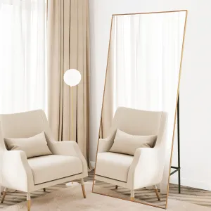Full Length Mirror 71"x31", Oversized Full-Body Hanging or Leaning Rectangle Mirror, Aluminum Alloy Thin Frame Floor Mirror for Bedroom, Living/Dressing Room, Gym, Gold