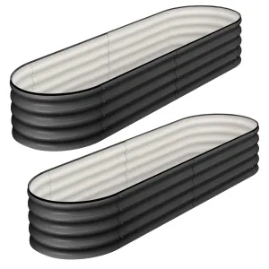 2-Pack 4.5'x2'x1' Oval Galvanized Raised Garden Beds Open Base Metal Planters, Tool-Free Assembly, Large Outdoor Planter Boxes, Gray