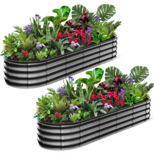 2-Pack Metal Garden Bed, 4.5ft x 2ft x 1.5ft Heavy Duty Steel Raised Garden Bed for Vegetables, Flowers, Large Above Ground Planter Box for Backyard, Easy Assembly, Dark Grey