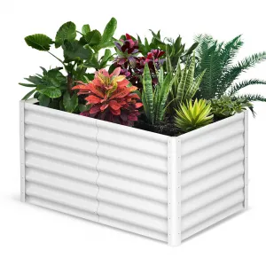 6' X 3' X 2' Galvanized Raised Garden Bed, Outdoor Rectangular Metal Planter for Vegetables, Flowers & Herbs, White
