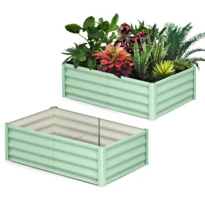 Raised Garden Bed Set of 2 6x3x1FT Galvanized Metal Durable Stability Open Base Safety Edge Green Outdoor Garden Patio Yard