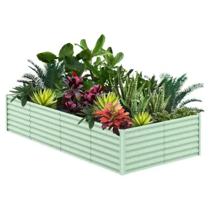 8' X 4' X 2' Galvanized Raised Garden Bed, Outdoor Rectangular Metal Planter for Vegetables, Flowers & Herbs, Green
