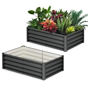 Galvanized Raised Garden Bed 6x3ft Metal Wave Design Heavy-Duty Steel Open Bottom Drainage Multiple Heights Outdoor Gardening