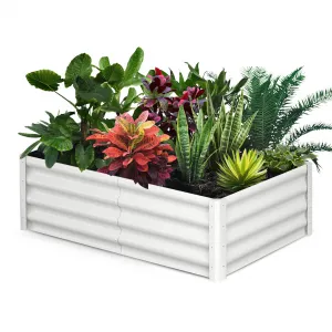 6' X 3' X 1' Galvanized Raised Garden Bed, Outdoor Rectangular Metal Planter for Vegetables, Flowers & Herbs, White