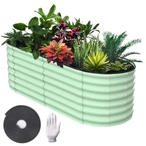 6' X 3' X 2' Galvanized Raised Beds for Outdoor, Oval Raised Garden Bed with Open Base, Tool-Free Assembly Planter Raised Boxes for Outdoor Vegetables & Flowers, Green