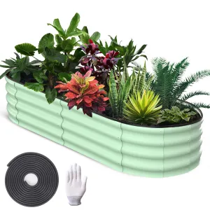 6' X 3' X 1' Galvanized Raised Beds for Outdoor, Oval Raised Garden Bed with Open Base, Tool-Free Assembly Planter Raised Boxes for Outdoor Vegetables & Flowers, Green