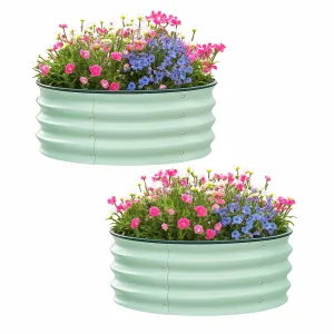 Raised Garden Beds 2 Pack 3x3x1 FT Galvanized Steel Durable Rust-Resistant Open-Bottom Design Easy Assembly Outdoor Gardening