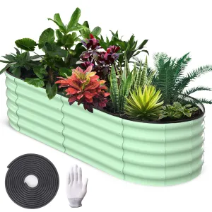 6'x3'x1.5' Galvanized Oval Raised Garden Beds Open Base, Tool-Free Assembly Planter Boxes for Vegetables & Flowers, Green