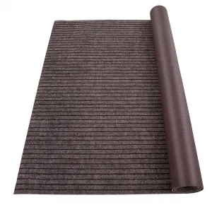 6FTx13.1FT Boat Marine Carpet,Stripe Brown Marine Carpet, Indoor/Outdoor Rug, TPR Non-Slip, Waterproof, for Patio Deck, Outdoor Use, Camping