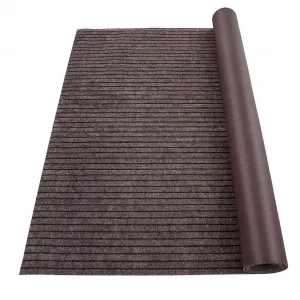 6FT*18FT Boat Marine Carpet,Stripe Brown Marine Carpet, Indoor/Outdoor Rug, Tpr Non-Slip, Waterproof, for Patio Deck, Outdoor Use, Camping