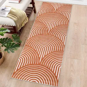 Runner Rug 2x6 Washable Rug Modern Rug Runner Indoor Hallway Kitchen Runners Soft Entryway Runners Contemporary Non-Slip Long Rug Runner for Living Room Bedroom Accent Rug Orange