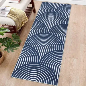 Runner Rug 2x6 Washable Rug Modern Rug Runner Indoor Hallway Kitchen Runners Soft Entryway Runners Contemporary Non-Slip Long Rug Runner for Living Room Bedroom Accent Rug Navy