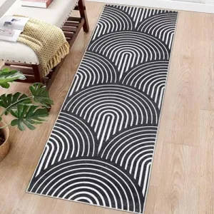 Runner Rug 2x6 Washable Rug Modern Rug Runner Indoor Hallway Kitchen Runners Soft Entryway Runners Contemporary Non-Slip Long Rug Runner for Living Room Bedroom Accent Rug Black
