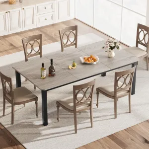 78.7" Wood Industrial Dining Table Suitable for 6~8 People, Grey