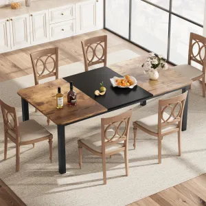 78.7" Wood Industrial Dining Table Suitable for 6~8 People, Brown & Black