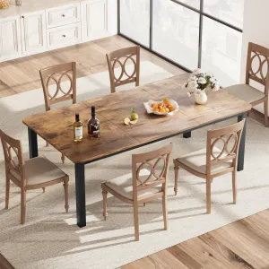 78.7" Wood Industrial Dining Table Suitable for 6~8 People, Brown