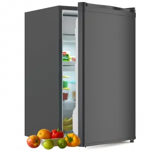 Mini Fridge With Freezer - 4.3 Cu.Ft, Adjustable Thermostat, Reversible Single Door, Ideal for Dorm, Office, Rv, Garage, Apartment, Black