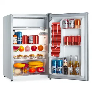 Mini Refrigerator with Freezer, 4.3 Cu.Ft. Compact Refrigerator, 7 Settings Temperature Adjustable, Removable Glass Shelves Dorm Fridge for Garage,Bedroom, Office, Apartment, Grey