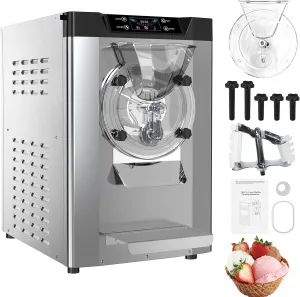 2000W Commercial Hard Ice Cream Machine 6.3Gal/H High Output Self-Cleaning LCD Touch Screen 304 Stainless Steel for Cafes Restaurants Home