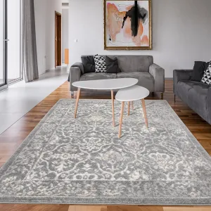 7'10"x10'2" Moroccan Trellis Area Rug, Low Pile Non-Shedding, Grey for Living Room Bedroom Office