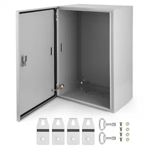 Junction Box, Steel Electrical Box 24x16x12", NEMA 4X Electrical Enclosure Box IP66 Waterproof & Dustproof, Universal Electrical Project Box with Lock & Mounting Plate