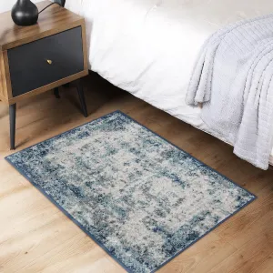 Small Area Rug 2x3 Abstract Indoor Non-Shedding Stain Resistant Modern Blue Accent Rug for Living Room Dining Room