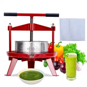 1.32 Gal/5L Capacity Stainless Steels Fruit Wine Press and Juice Maker, Ideal for Wine, Cider, Apple, Tincture, Vegetables, Honey, Olive Oil Features T-Handle, Stable Triangular Structure