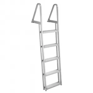 5 Step Angled Removable Dock Ladder, Heavy Duty Aluminum Boat Dock Ladder with Wide Non-Slip Steps, Adjustable Height, 350 lb Capacity for Lake & Marine Dock