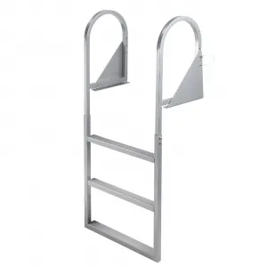 3 Step Straight Flip-Up Dock Ladder, Heavy Duty Aluminum Boat Dock Ladder with Wide Non-Slip Steps, Adjustable Height, 350 lb Capacity for Lake & Marine Dock