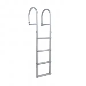 4 Step Removable Aluminum Dock Ladder, Heavy Duty Boat Dock Ladder with Non-Slip Steps, Adjustable Height, 500 lb Capacity for Lake, Pool & Marine Dock